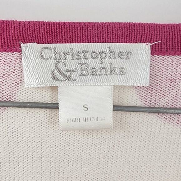 CHRISTOPHER & BANKS Purple Polka Dot Button Cotton Cardigan Womens Size Small S - Picture 3 of 6